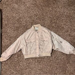 Cream Color Cropped Puffer